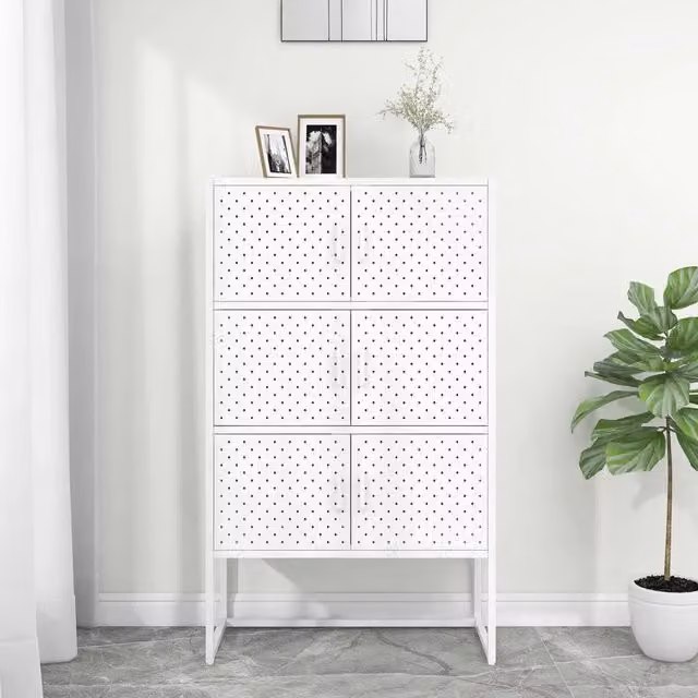 Credenza Alta Bianca 80x35x135 cm in Acciaio 335878