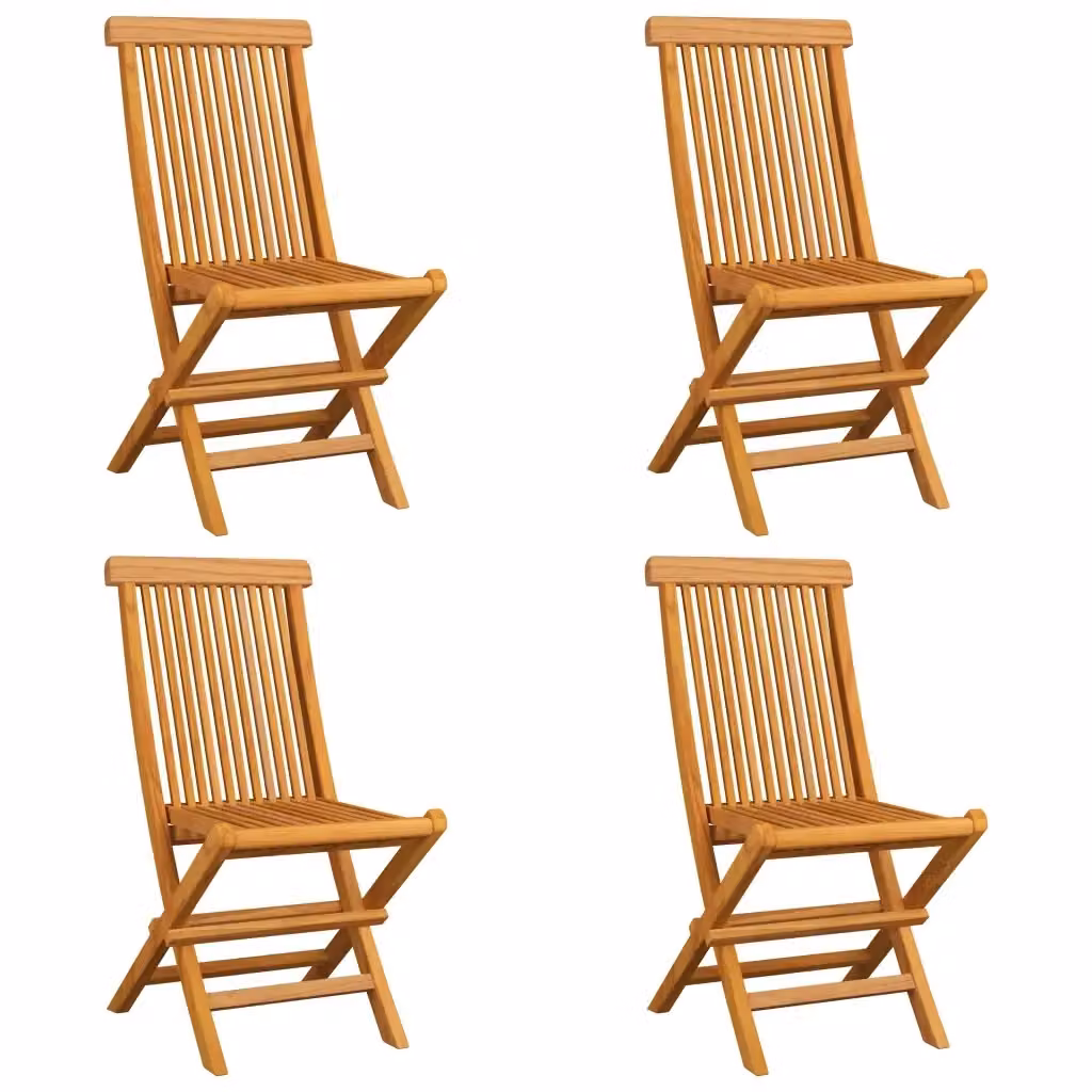 Set di 4 sedie pieghevoli da giardino vidaXL in legno massello di teak con cuscini grigi – 2