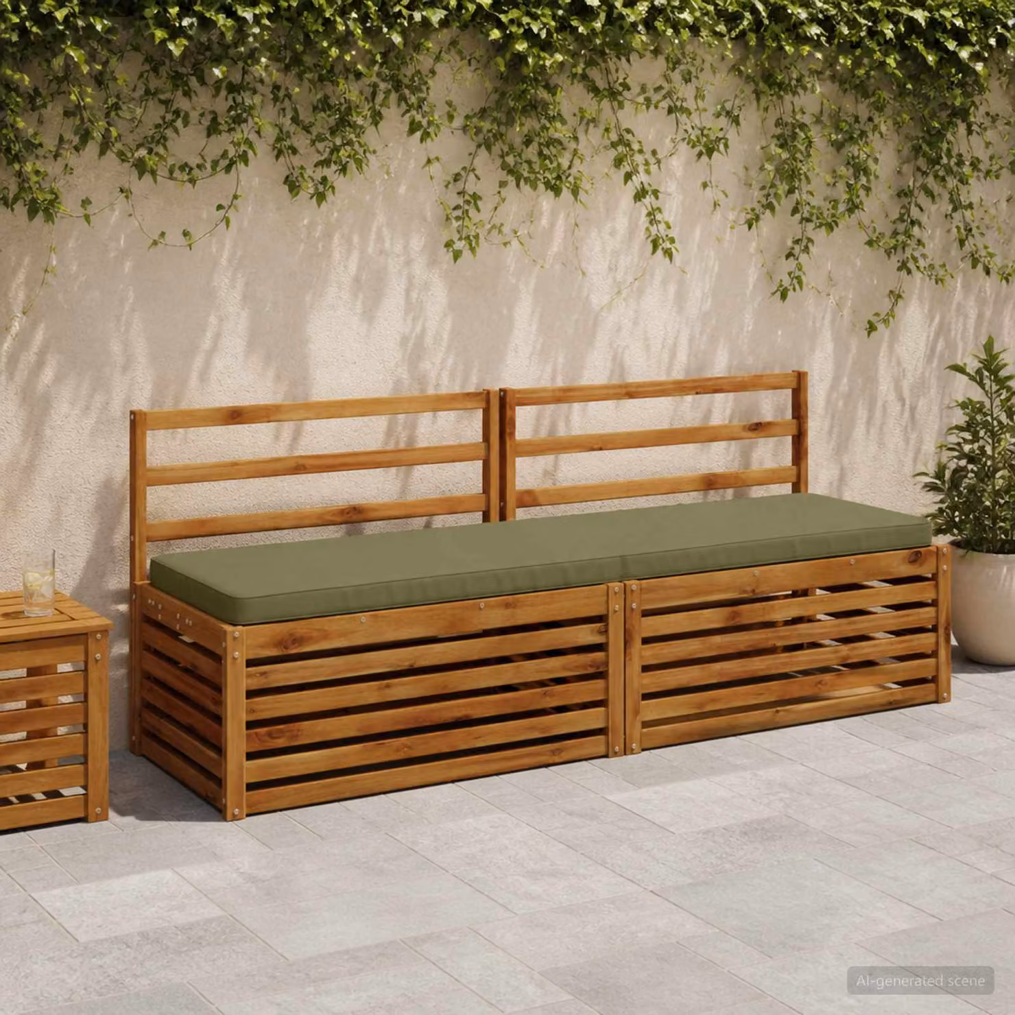 Cuscino per panchina vidaXL VUGHT verde in poliestere con rivestimento lavabile e resistente ai raggi UV
