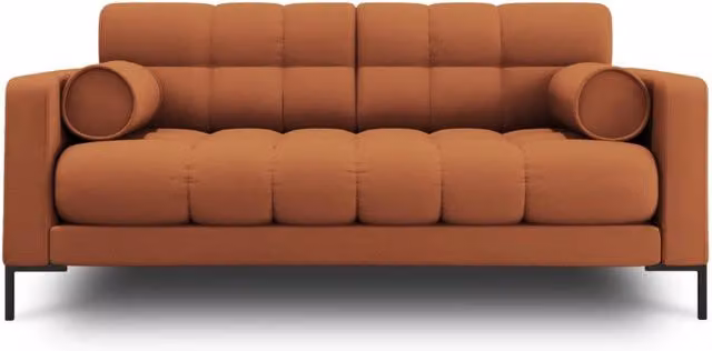 Divano 2 posti Bali di Cosmopolitan Design in tessuto strutturato arancione matt con cuscini inclusi L: 152 cm, P: 75 cm, H: 35 cm – 1