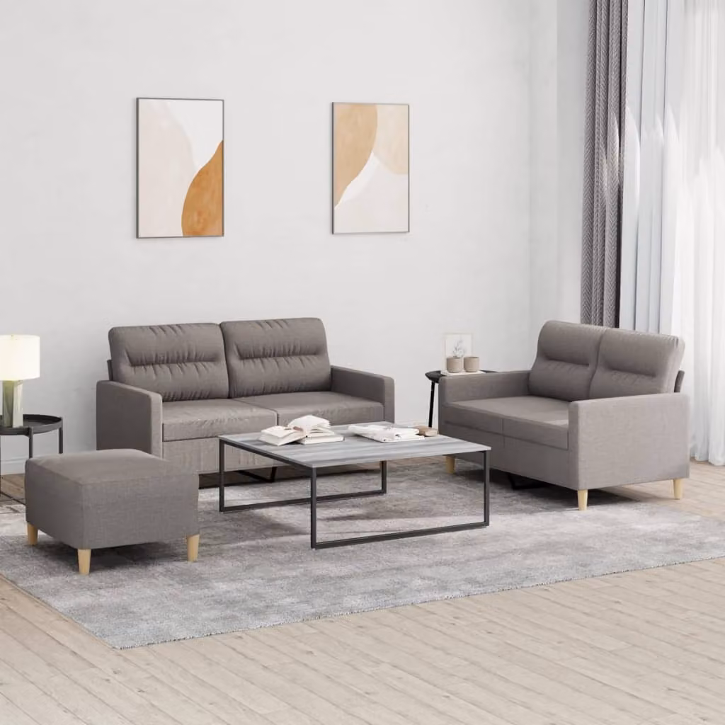 Maison Exclusive - Set divano a 3 pezzi con cuscini in tessuto color taupe