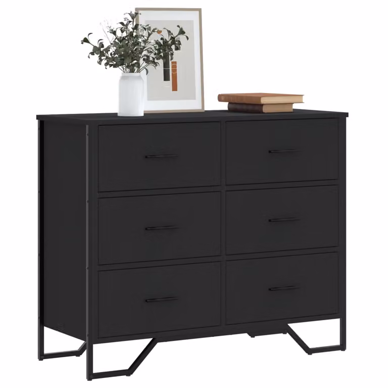 vidaXL Cassettiera Moderna Nera in MDF per Camera da Letto o Soggiorno L: 91 cm, P: 35,5 cm, H: 74,5 cm