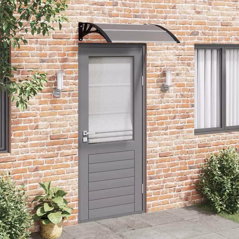 Pensilina per porta vidaXL in policarbonato e alluminio, colore nero, L: 100 cm, H: 75 cm