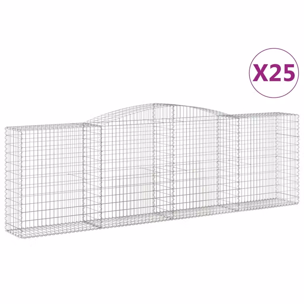 Set di 25 Cesti Gabbioni ad Arco vidaXL in Acciaio Zincato Argento L: 400 cm, P: 50 cm, H: 120/140 cm – 2