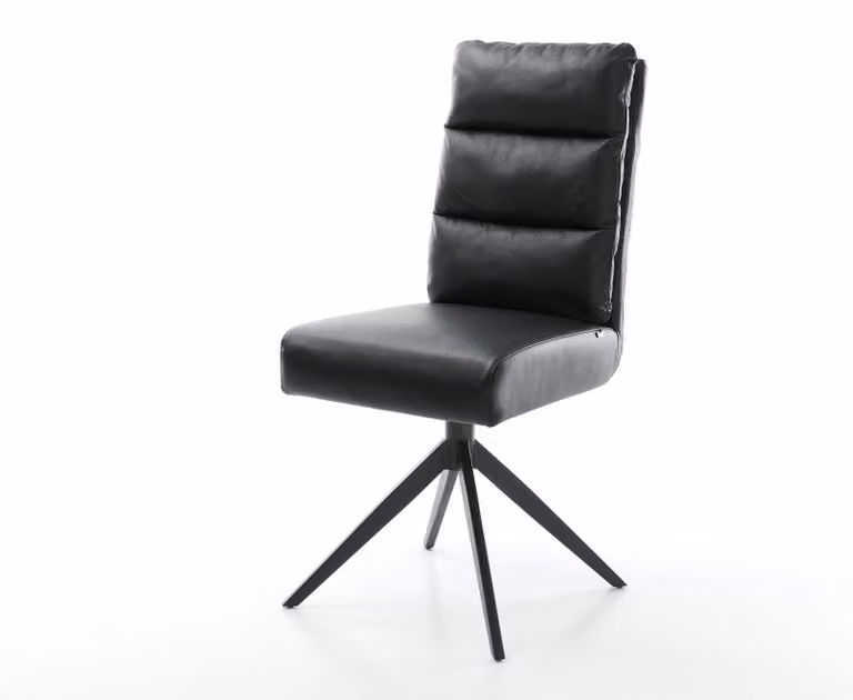 DELIFE Sedia girevole Pela-Flex Vera pelle nera Base a croce larga Nera Girevole a 360° Funzione oscillante Molle insacchettate