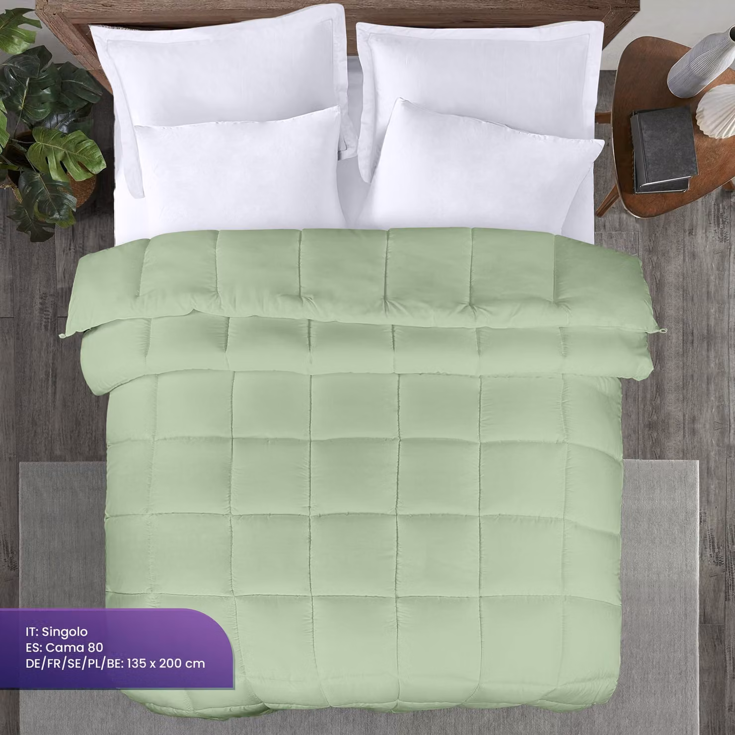 Piumino singolo 135 x 200 cm - Microfibra, 370 GSM - Alternativa al piumino - Angoli con etichette - Leggero - Confortevole - Copripiumino