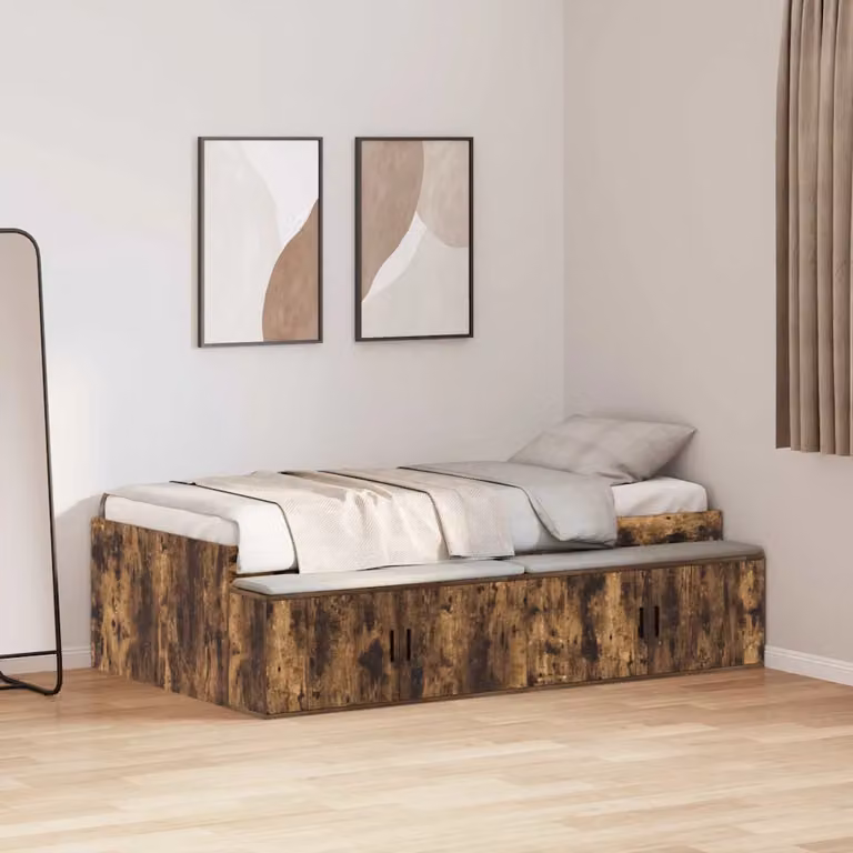 vidaXL Struttura letto moderna con cassetto in legno Rovere fumé L 200 x P 90 cm