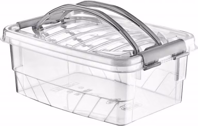 Contenitore di stoccaggio Scatola trasparente Scatola di plastica Scatola pieghevole Scatola di plastica con manici 5L