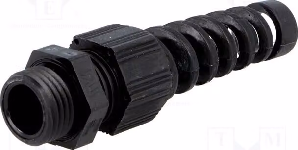 1 x Raccordo per cavo con protezione anti-piegatura, grado di protezione IP68, diametro nominale 1,5, materiale: HT-K PG9, colore RAL9005, tipo di connessione: PG9
