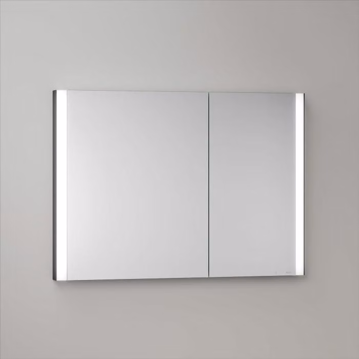 Mobiletti specchio a incasso Keuco Royal Metis LED, dimensioni 100 x 71 cm, con 2 ante asimmetriche, modello francese
