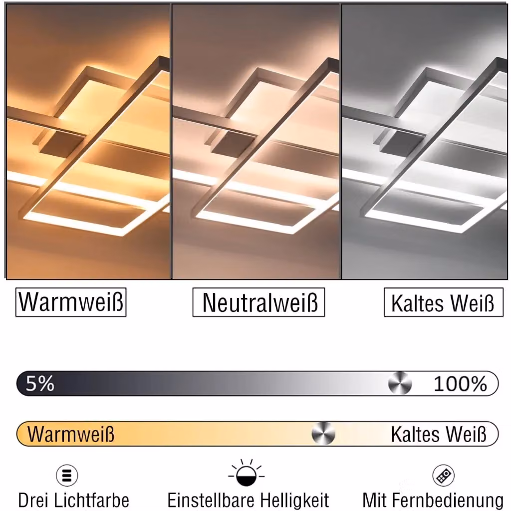 ZMH Lampada a sospensione LED moderna in metallo bianca con design geometrico rettangolare per soggiorno e corridoio – 2