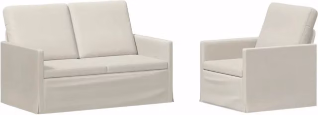 Set di 2 divani moderni vidaXL in velluto beige con struttura in metallo