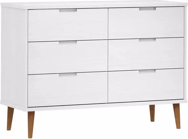 Cassettiera MOLDE Bianca 113x40x80 cm in Legno Massello di Pino CFW8769487