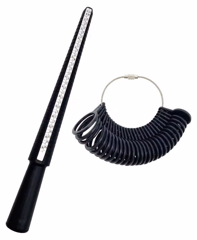 Misuratore di anelli, metallo resistente, misurazioni precise, colore nero