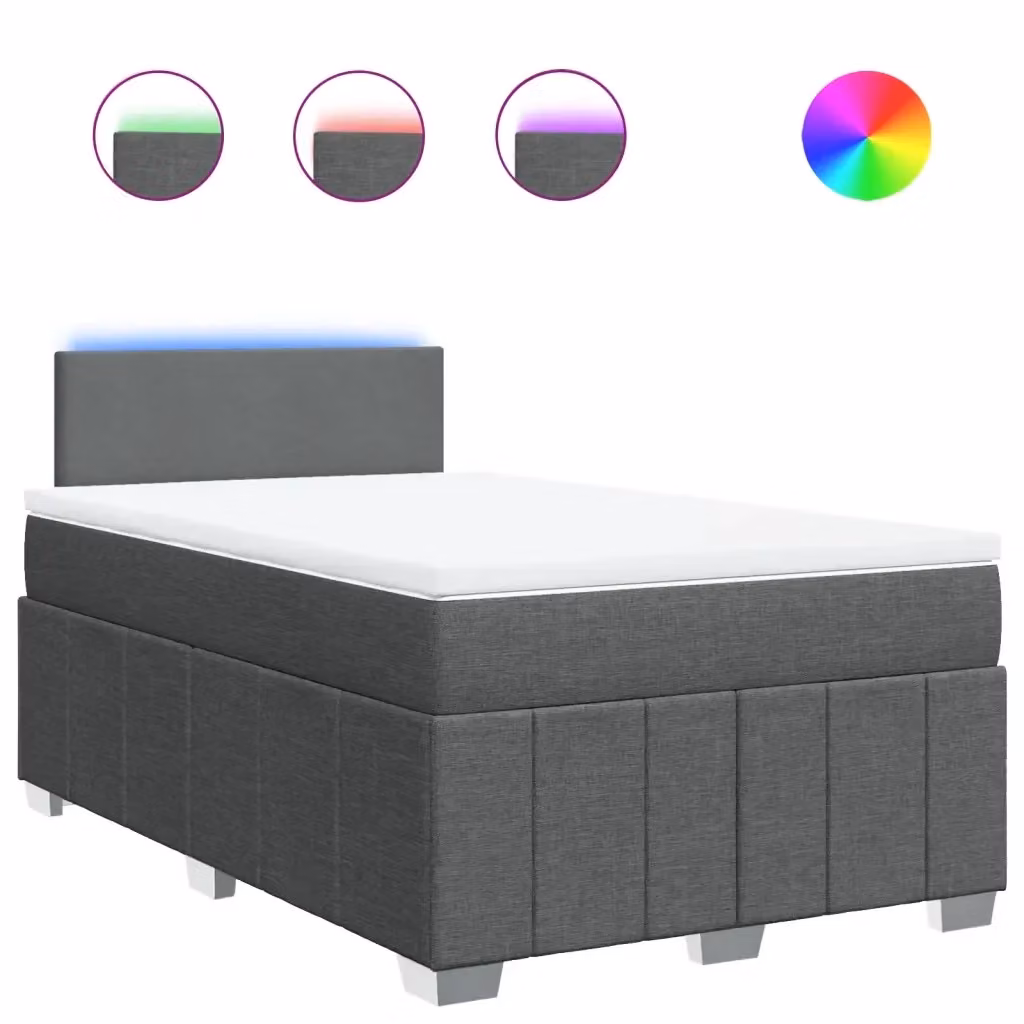 vidaXL Letto Ibrido con Materasso e Giroletto a Molle in Tessuto Grigio e Bianco L/P/H: 200 x 120 x 100,5 cm – 2