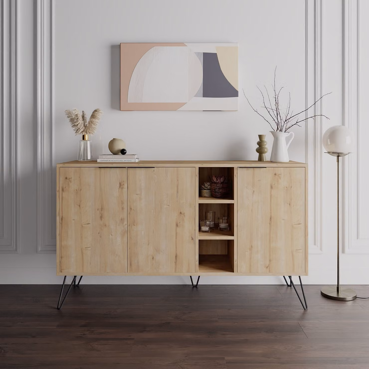 Skye Decor, Clara- Clara Console DTE, colore rovere, cassettiera, 83x142x35,6 cm, 100% pannello di particelle rivestito in melammina
