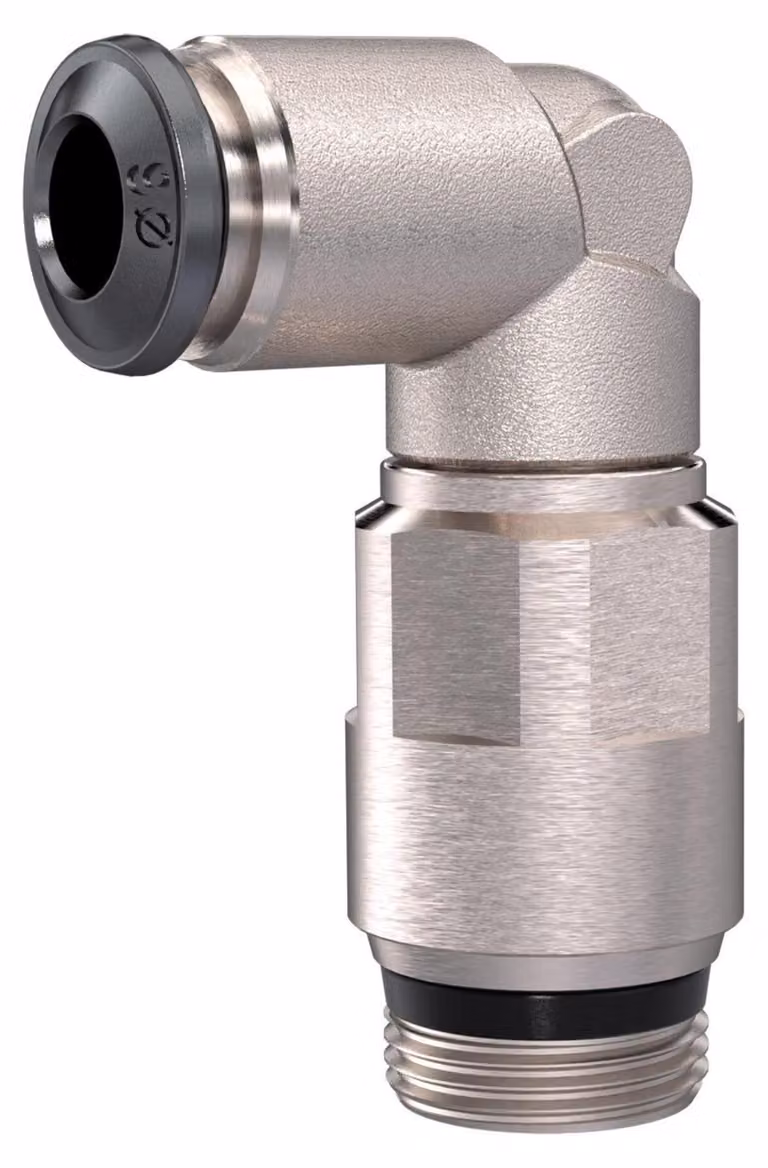 Raccordo a gomito universale filetto maschio corto 1/4 ″ SW 15 mm girevole, conico lungo 8 mm