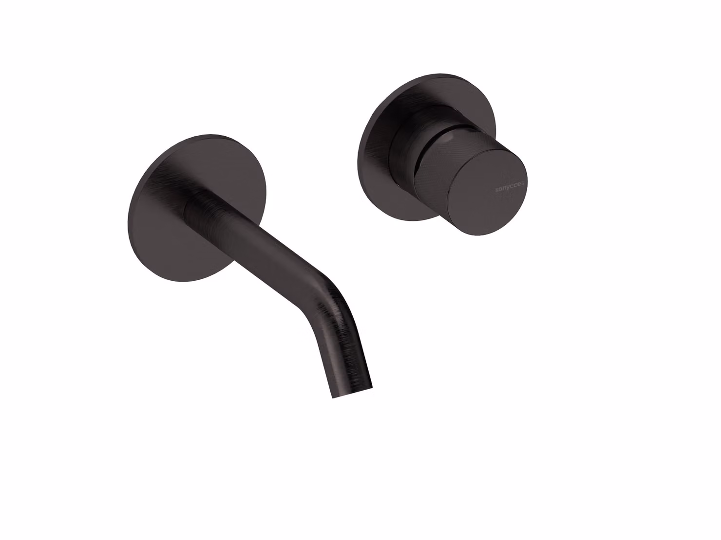 SANYCCES LOOP K ColdOpen Rubinetto lavabo da parete incassato con sporgenza di 14 cm, corpo incassato incluso, nero metallizzato