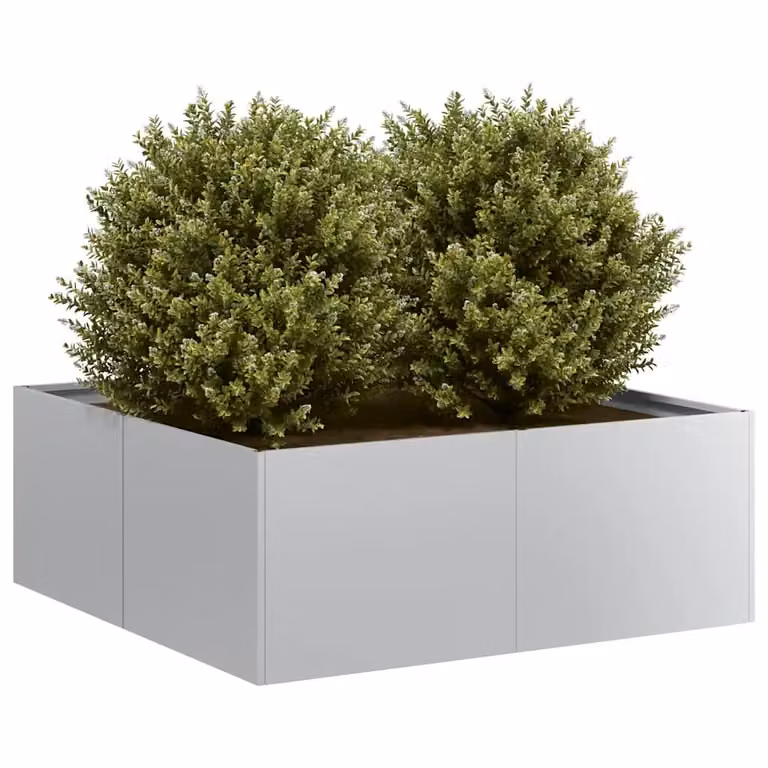 Fioriera vidaXL in acciaio zincato grigio L: 80 cm, P: 80 cm, H: 30 cm