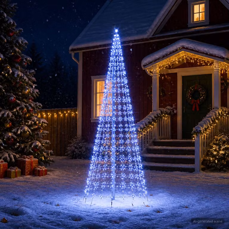 vidaXL Luci per albero di Natale con picchetti e asta per bandiera