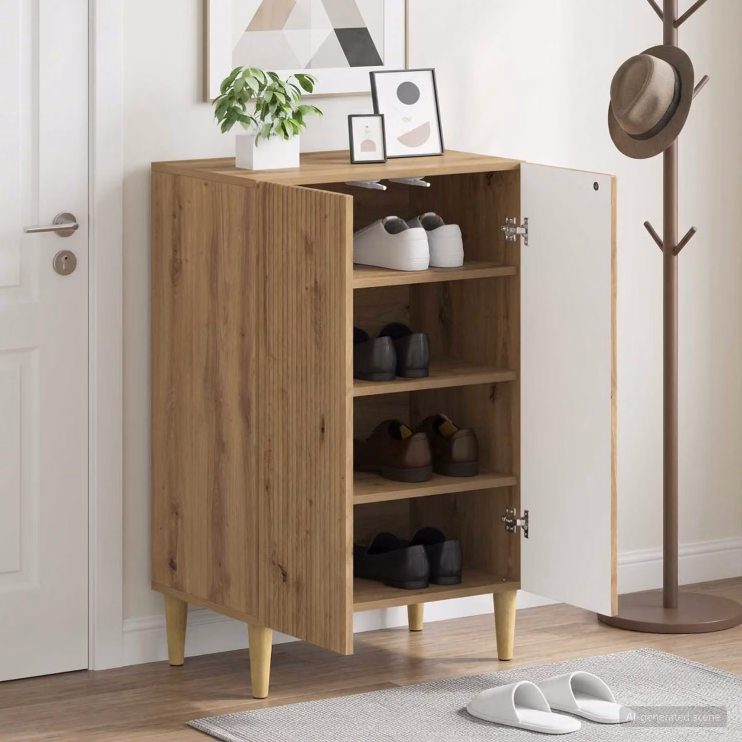 Mobile porta scarpe vidaXL ARNHEM in legno Rovere Artigianale Marrone L: 59,5 cm, P: 39,5 cm, H: 90 cm