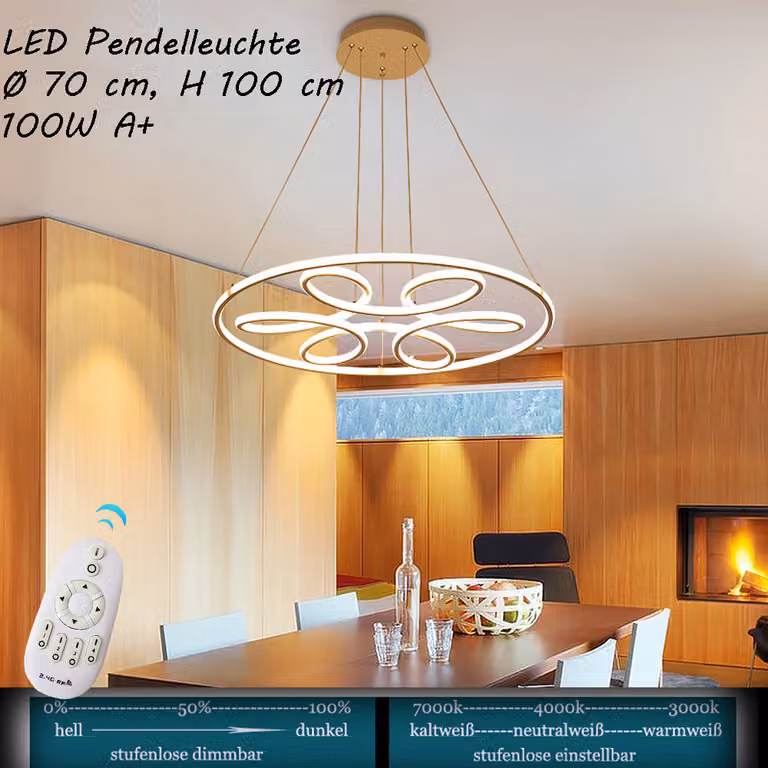XW808 Lampada a sospensione a LED con telecomando, colore/luminosità della luce regolabile A+