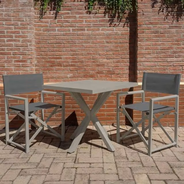 Tavolo da giardino quadrato Re.Garden in allumino verniciato a polvere, L: 80 cm, P: 80 cm, H: 75 cm, Colore Grigio o Beige