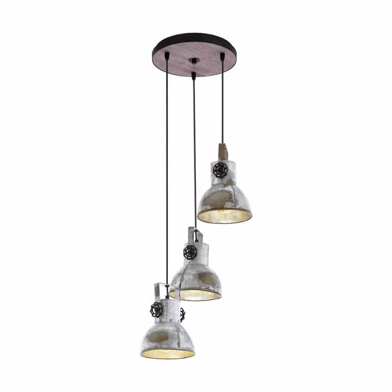 EGLO Lampada a sospensione Barnstaple a 3 luci in patina marrone e nera