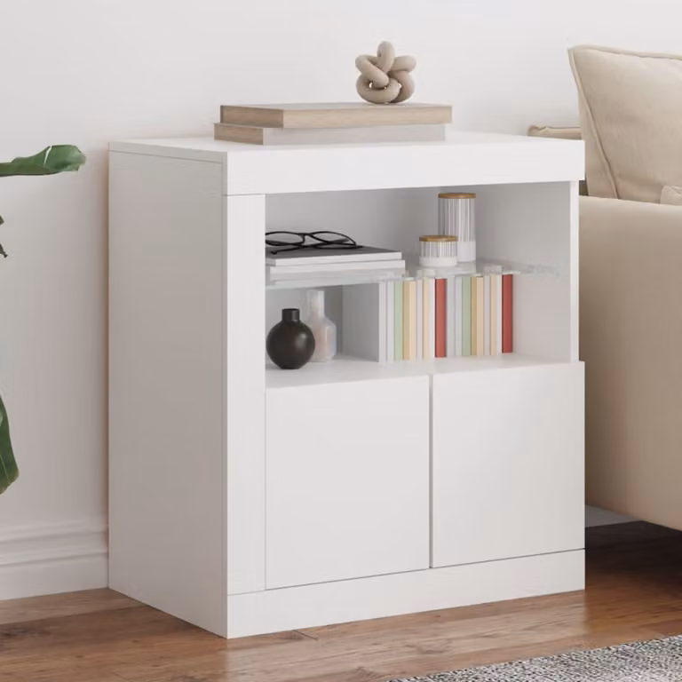Credenza moderna vidaXL con luci LED bianca L: 60,5 cm, P: 37 cm, H: 67 cm