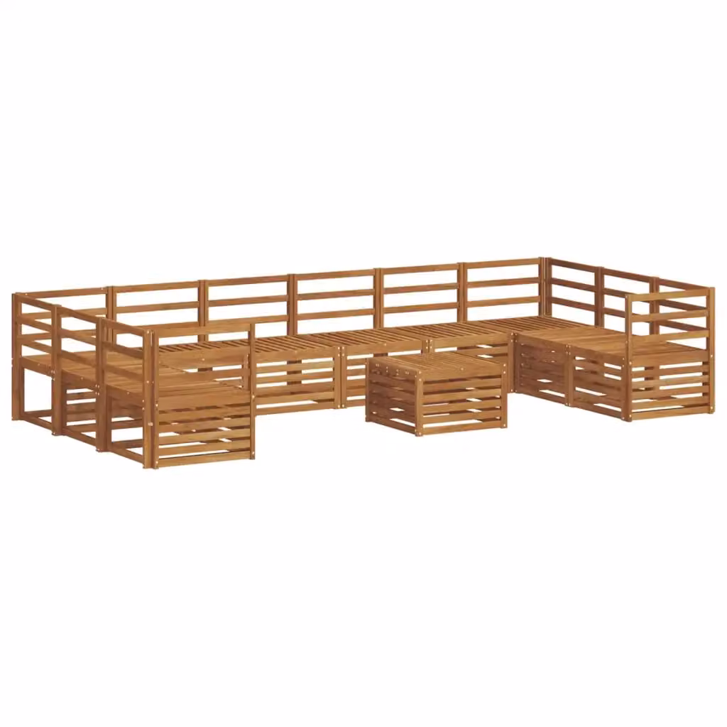 Set di divani da esterno moderno vidaXL in legno di acacia color marrone, 11 pezzi – 2