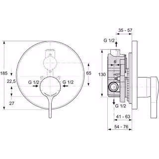 Ideal Standard miscelatore monocomando per doccia MELANGE kit incasso 2 cromo