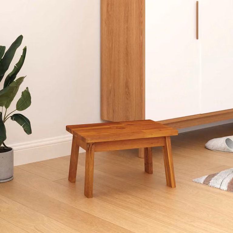 Sgabello vidaXL in legno massello di acacia marrone L/P/H: 38 x 26 x 22 cm
