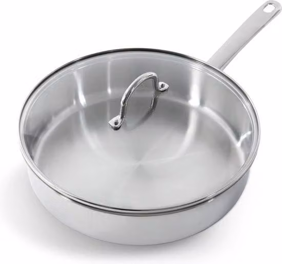Pentola da Soffiato in Acciaio Inox da 28 cm con Coperchio - Resistente al Lavastoviglie, Adatto per Induzione e Forno fino a 230°C