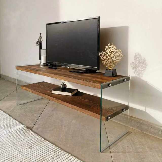 Mobile porta TV Italia, Credenza da soggiorno, Armadio basso per TV, Base parete attrezzata, 120x35h45 cm, Noce