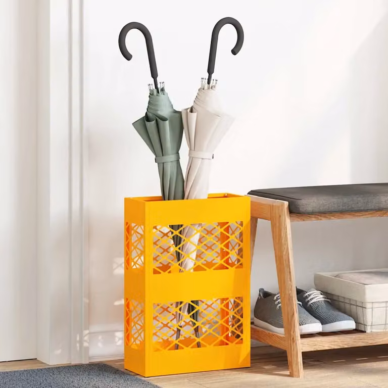 vidaXL Stand per Ombrelli da Pioggia Giallo, L: 28 cm, P: 12 cm, H: 41 cm