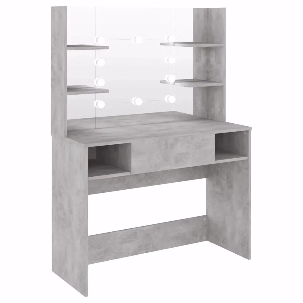 Toeletta Hollywood con Luci LED vidaXL in MDF Grigio Opaco L: 100 cm, P: 40 cm, H: 135 cm – 2