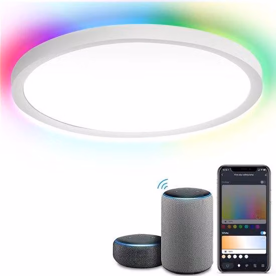 Lampada a soffitto LED - Rotonda - Dimmerabile - LED RGBW - Adatta per cantine - Ideale per soggiorni - Colore bianco