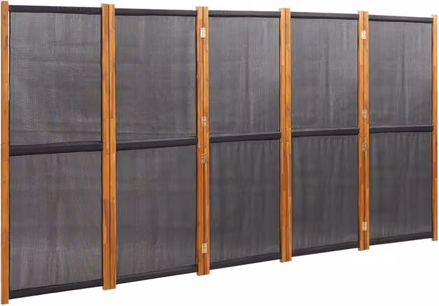 Paravento a 5 Pannelli-Divisorio Nero 350x180 cm