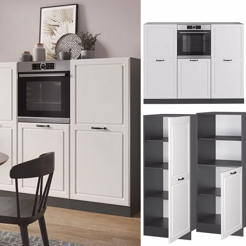 Cucina componibile Vicco R-Line Bianco rustico e Antracite, larghezza 180 cm, senza piano di lavoro – 2