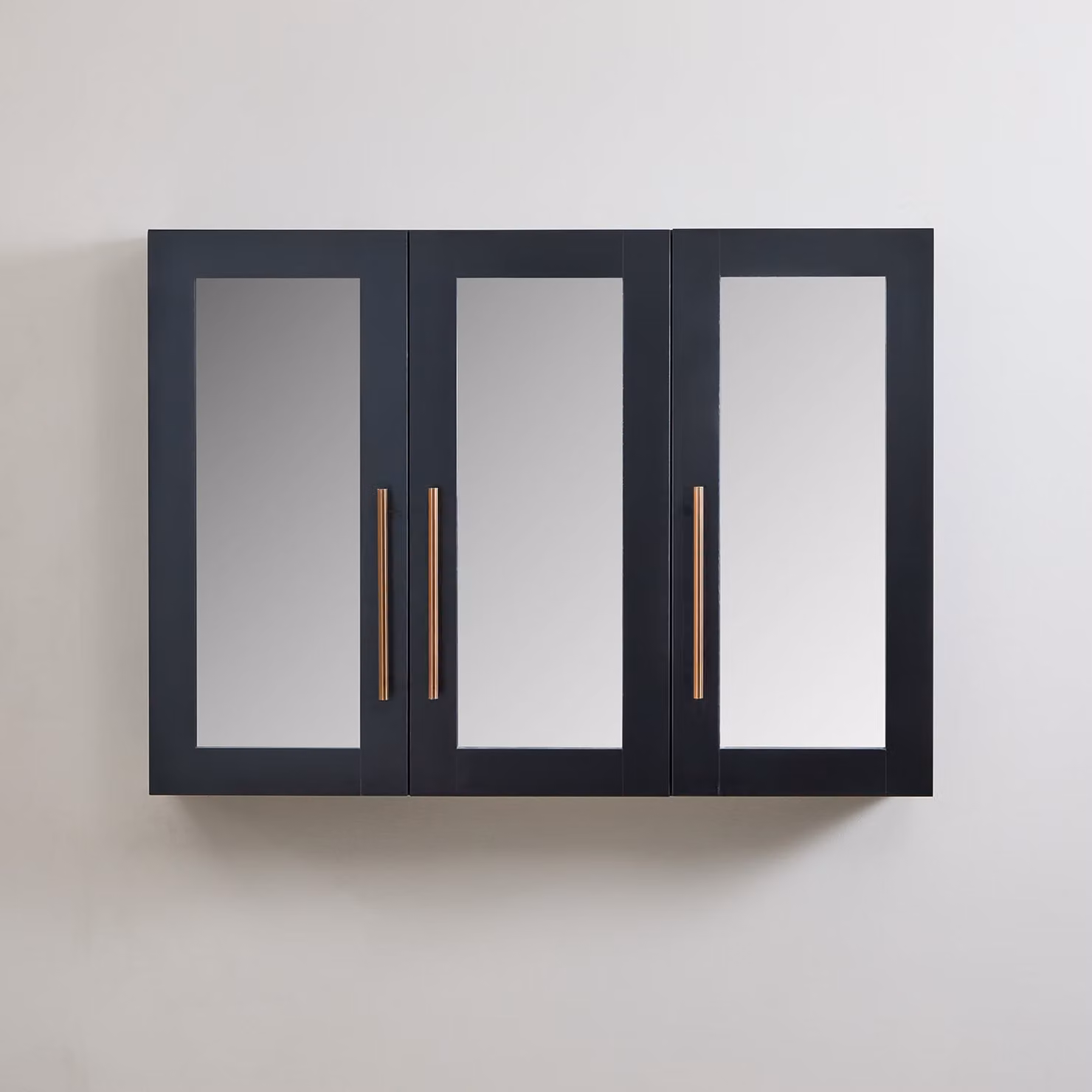 Mobiletto a Specchio da 600mm x 650mm Nero Grigio - Completo di Maniglie Moderne a Barra in Rame Satinato - Cluo