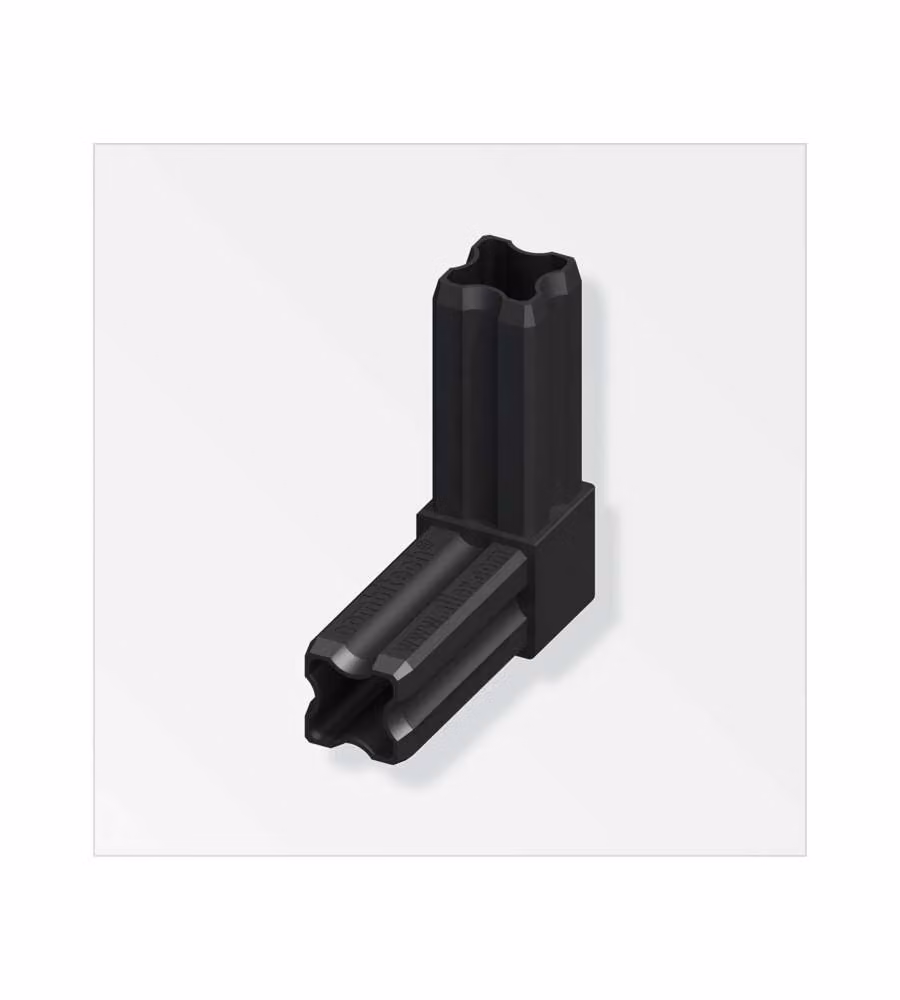 Alfer Giuntura Angolare 90° Plastica Nera 23,5 mm con 2 Raccordi