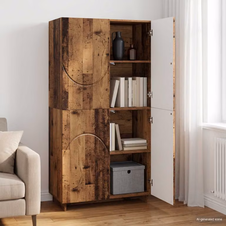 Credenza moderna vidaXL in legno marrone con ante a battente e ripiani interni, L: 79 cm, P: 41 cm, H: 151 cm