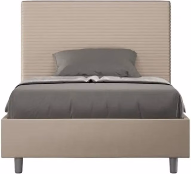 Letto singolo contenitore imbottito Ityhome Focus in similpelle beige L/P: 100 x 200 cm