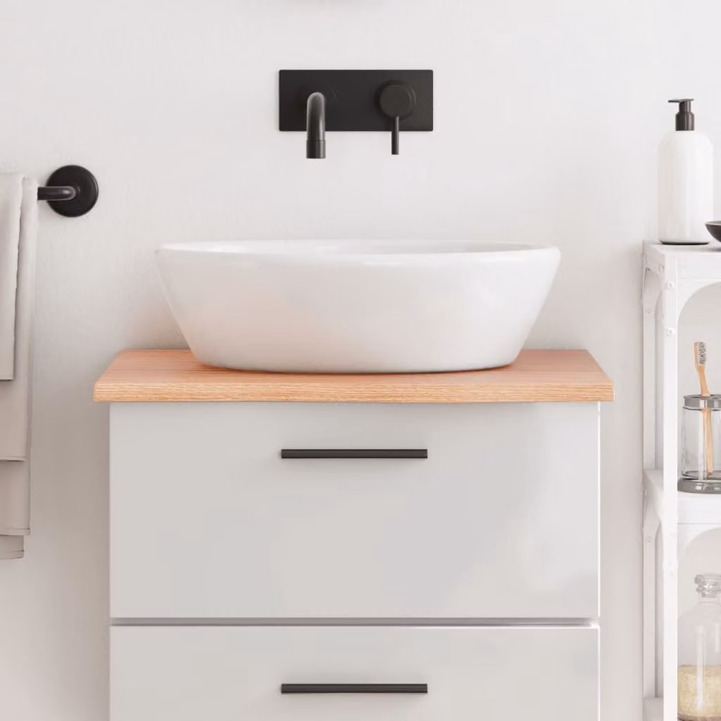 Piano Bagno vidaXL in Legno Massello Trattato Marrone Chiaro L: 60 cm, P: 60 cm, H: 2 cm