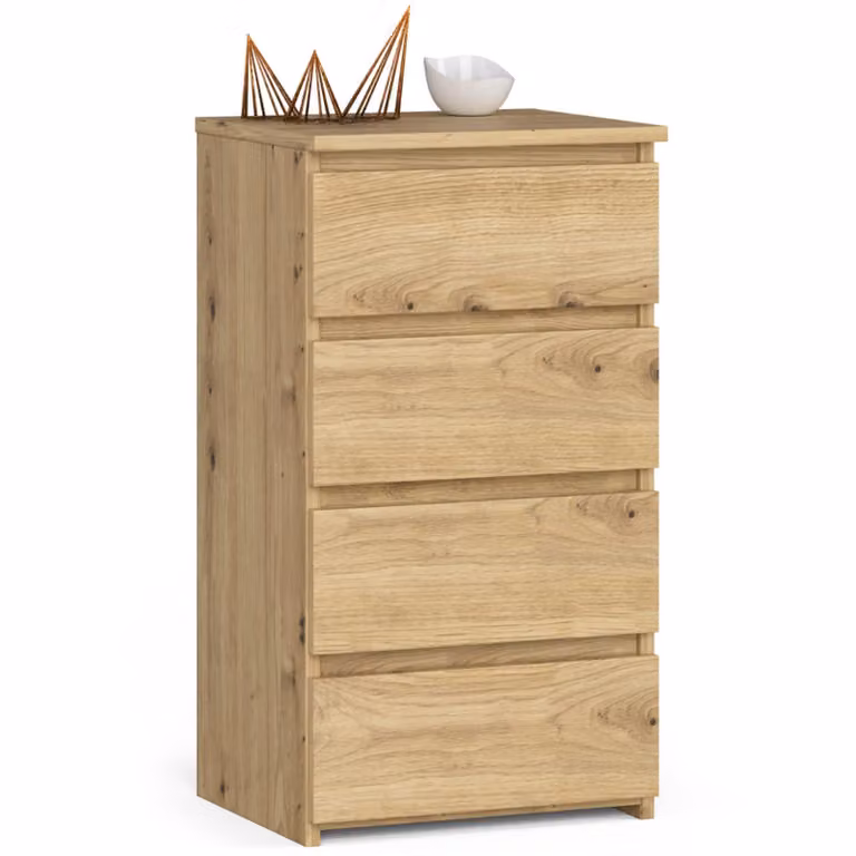 Comò CL4 40 cm in Rovere Artisan con 4 Cassetti e Montaggio Facile