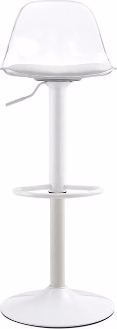 Set di 2 sgabelli da bar Chicfurn regolabili con seduta girevole a 360 gradi e schienale trasparente in metallo e plastica, colore bianco trasparente