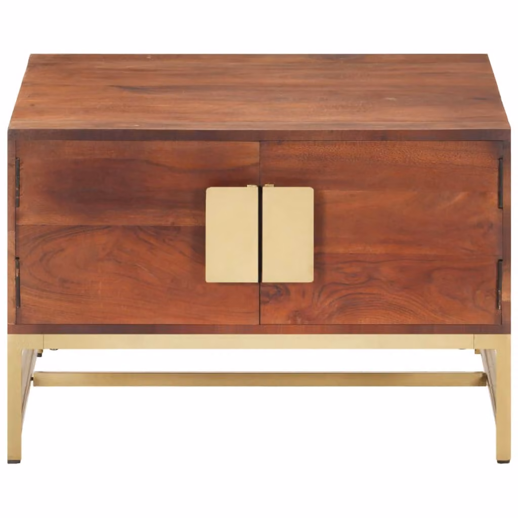 Tavolino Salotto Marrone ambra 67x67x45cm Legno Massello Acacia