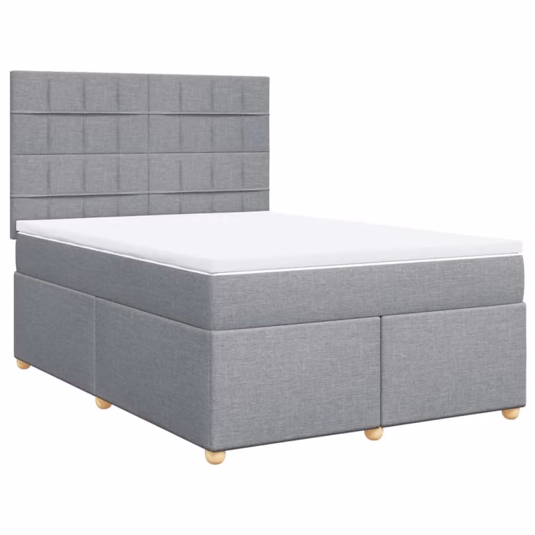 Giroletto a Molle con Materasso Grigio Chiaro 140x200cm Tessuto