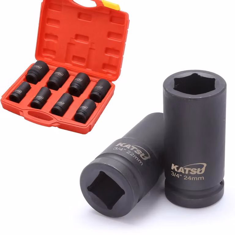 Set di chiavi a bussola profonde da 3/4", 8 pezzi, per lavori pesanti