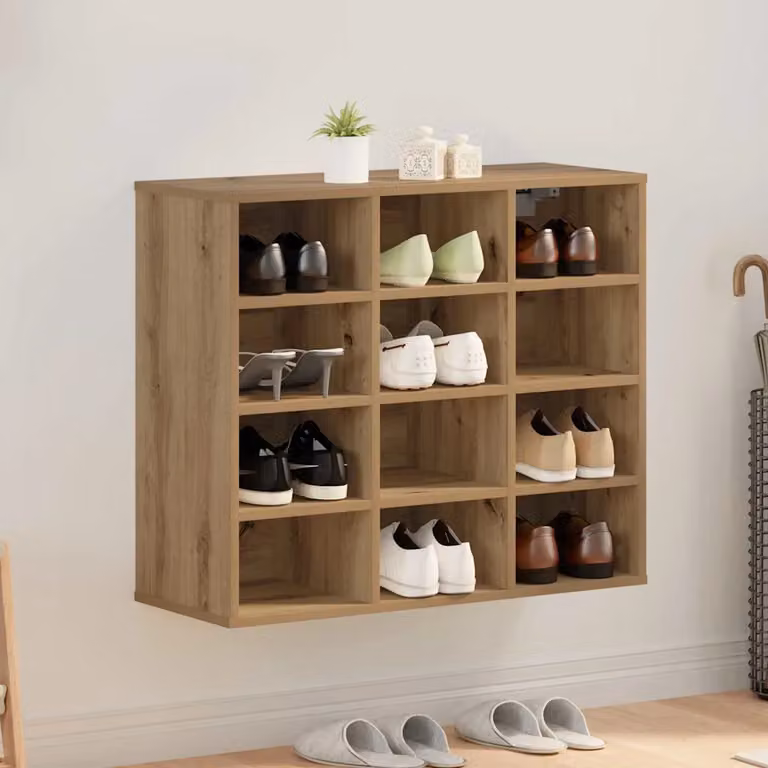 Scarpiera moderna vidaXL in legno marrone con ripiani piatti L: 77,5 cm, P: 30 cm, H: 67 cm